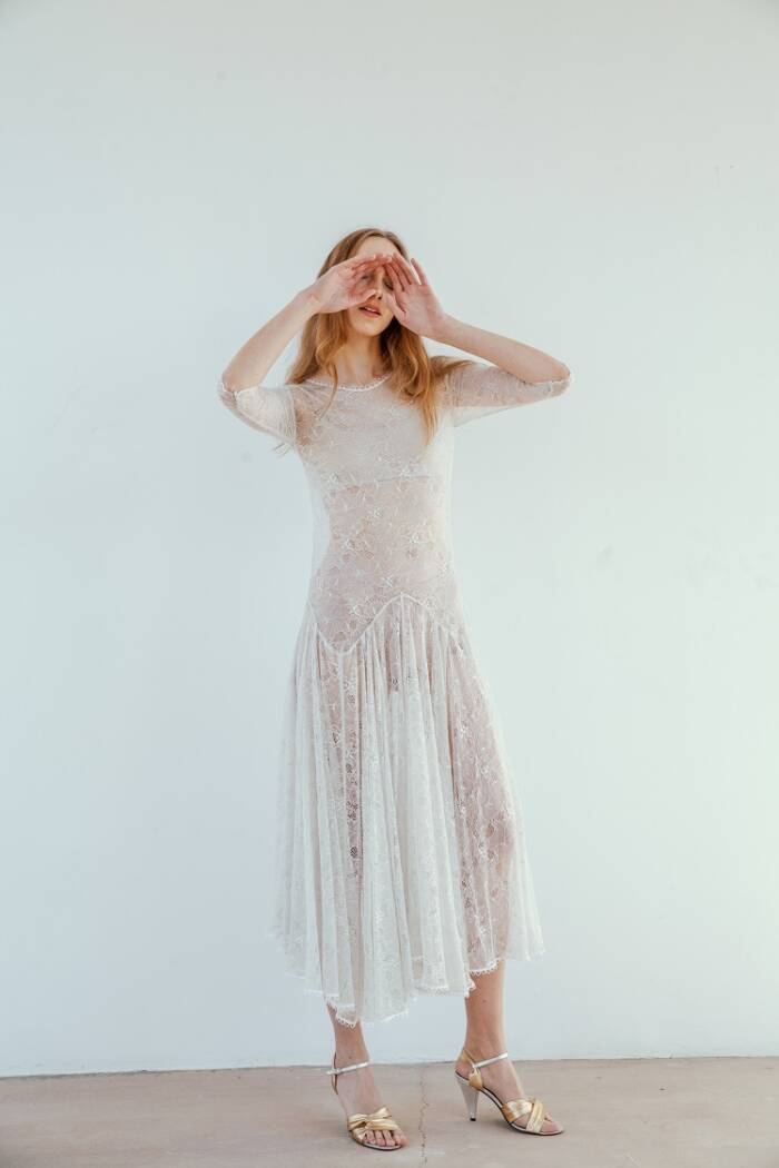 LACE ASYMMETRICAL LINE  DRESS - Image 5