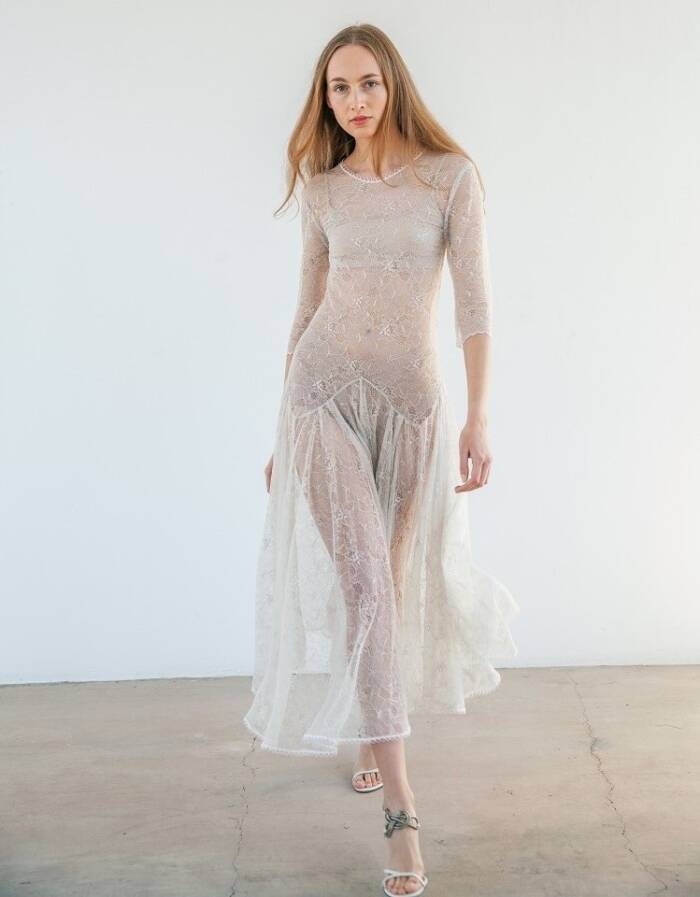 LACE ASYMMETRICAL LINE  DRESS